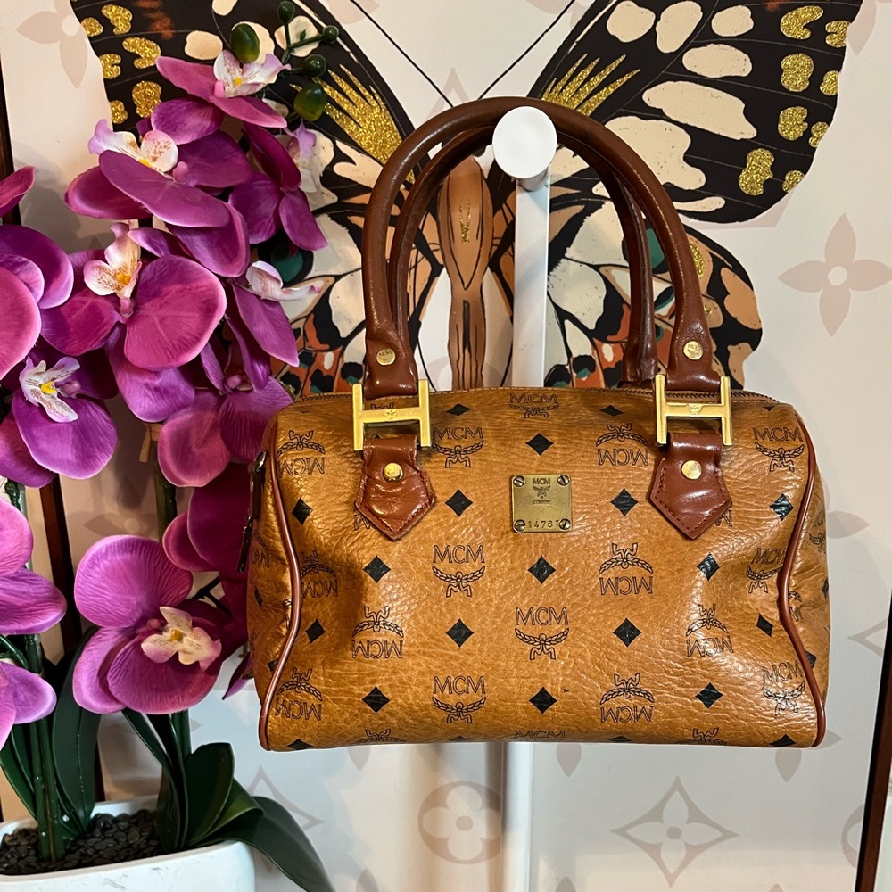 MCM Tan Visetos Duffel Bag